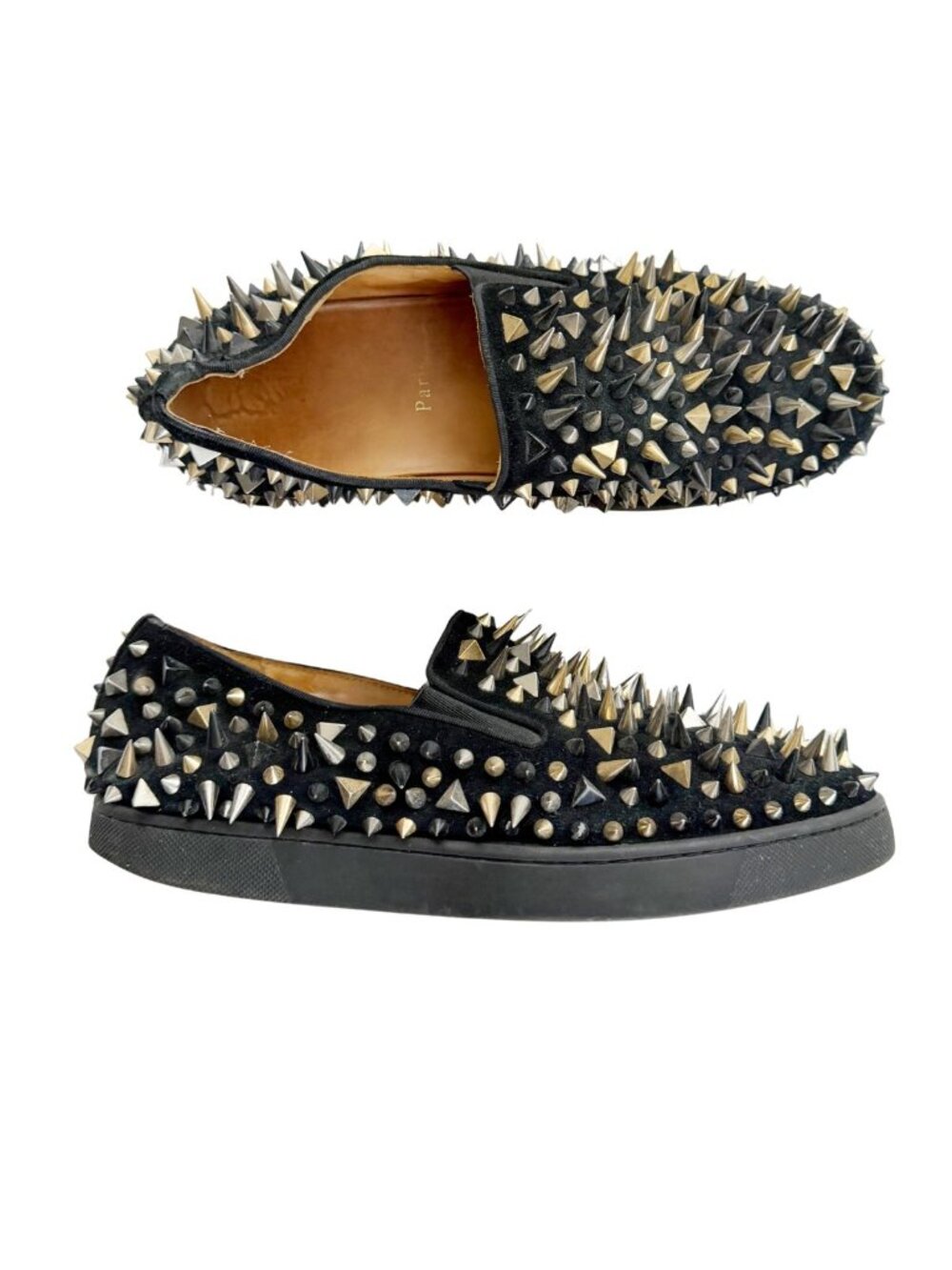 Christian Louboutin Rollerboy Spikes Black Suede Loafers Sz 42.5